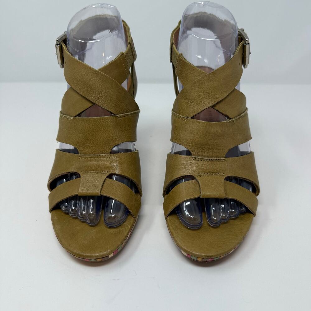 Anthropologie Schuler & Sons Ankle Strap Sandals Women's 37 (7) Camel Tan - Picture 2 of 12